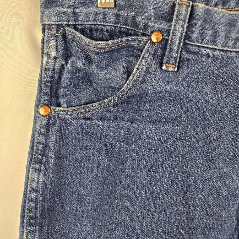 Vintage Wrangler Mens Straight Leg Blue Denim Jeans Size 35x34 - Picture 5 of 15